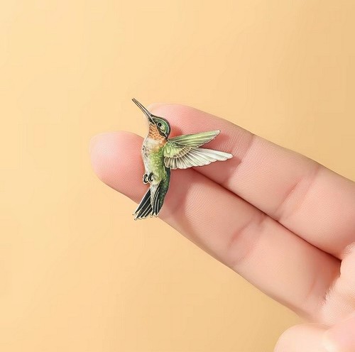 Hummingbird enamel brooch - hummingbird,