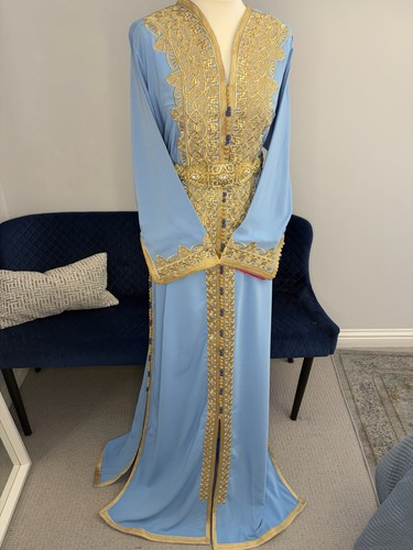 Women blue moroccan kaftan - moroccan,