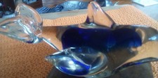 Blue glass dolphin 6" x 3"