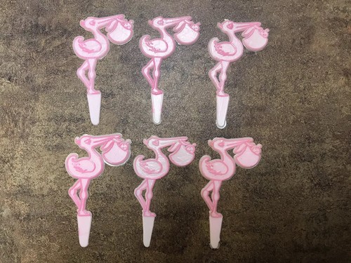 Plastic stork cupcake picks - plastic,