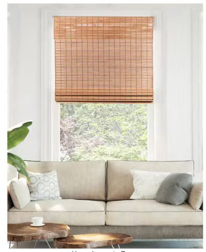 Natural woven bamboo window - natural,