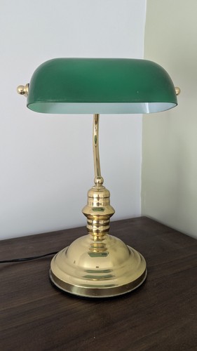 Vintage brass bankers desk - bankers,