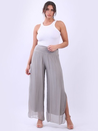 Ladies wide leg side - leg, slits