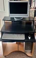 Computer Desk with Top Shelf and Sliding Keyboard Shelf on Castors