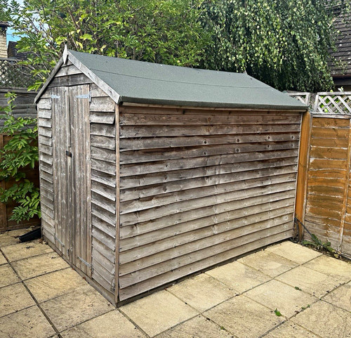 8ftx6ft grey wooden overlap - 8ftx6ft,