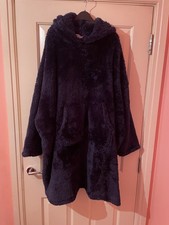 Brand New COZEE HOME Soft Fluffy Navy Oversize Fleece Poncho Hoodie One Size