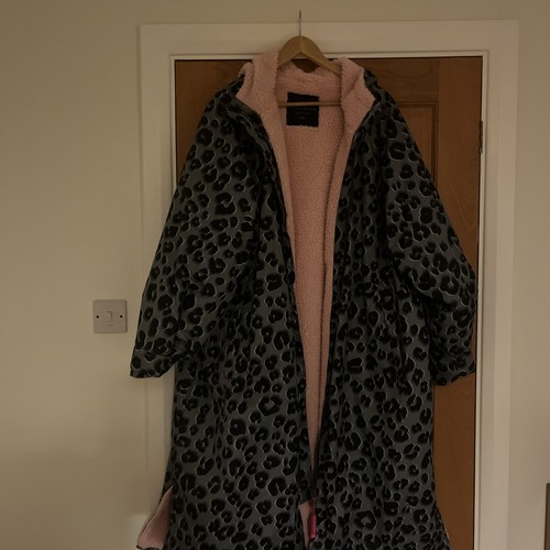 Grey leopard dry robe long - robe,