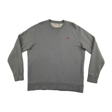Levis Jumper Mens Large Grey Sweater Logo Pullover Crew Cotton Sweatshirt Casual
