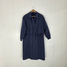 Dannimac Women's Wool Lined Tench Coat Size 12 Blue Navy