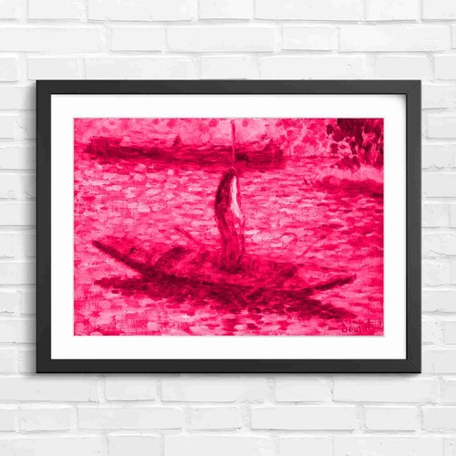 Impressionist barge man river - impressionist,