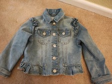 NEXT Age 5 BLUE Light Cotton DENIM Frill Edge JACKET 110cm, 55cm Waist