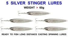 5 SILVER 60g STINGER SPINNERS