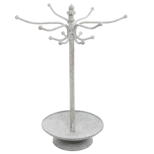 White metal jewelry tree - white,