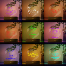 Personalised LED Lamp Night Light Wedding Gift Together Forever Love Keepsake