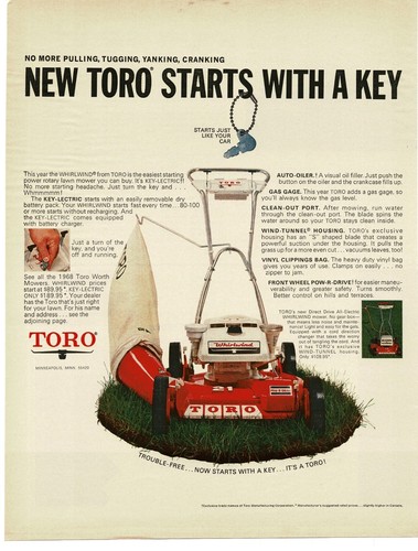 1968 toro whirlwind lawnmower - toro,