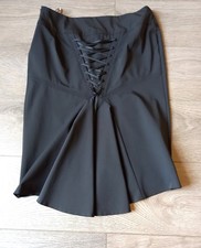 River Island Black Stretchy Pencil Skirt With Bustle and Corset back Sz 10