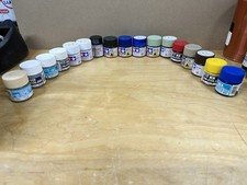 17pcs Job Lot of Tamiya + Gunze Sangyo Mr Color And Aqueus Paints For Model Kits