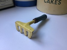 mini vintage garden rake retro yellow and blue 