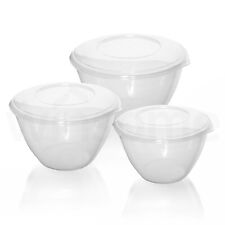 Pudding Bowl Set with Lid Clear Plastic Mixing Bowls 0.6/1.2/2L Microwave Safe