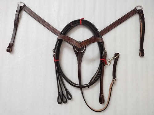 Leather headstall breast - leather,