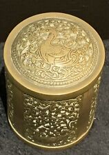 Brass Vintage Old Snuff Tobacco Tin Pot Tea Caddy Container Pixides Bird Holder