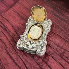 Antique AmericanSterling Silver Rococo Hidden Photo Locket Vesta Match Safe Box