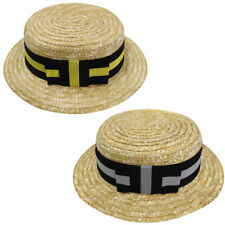 ADULTS STRAW BOATER HAT TRADITIONAL OLD VICTORIAN SAILOR FANCY DRESS SUMMER