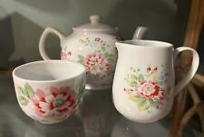 Cath Kidston Floral Sprig Tea Pot, Sugar Bowl Milk Jug 