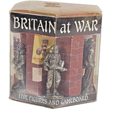 Britain At War Pewter Five Figure Set With Gameboard Vintage Toy Soldiers Boxed.