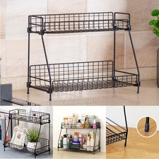 2 Tier Metal Storage Shelves Kitchen Organiser Storage Display Unit Bedroom 