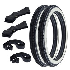 Whitewall Tyres Complete Set 2x Kenda K252 2.25-17 (2 1/4 x 17) Hercules Prima