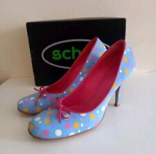 Schuh Mid Blue Spot Heel Court Shoes Betty Polka Dot 50s Swing Pin Up UK6 EU39