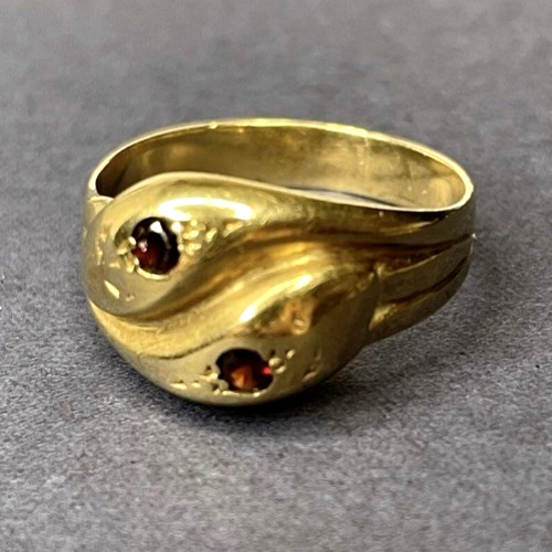 9ct yellow gold snake ring - yellow,