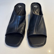 Zara Black Small Heel Mules