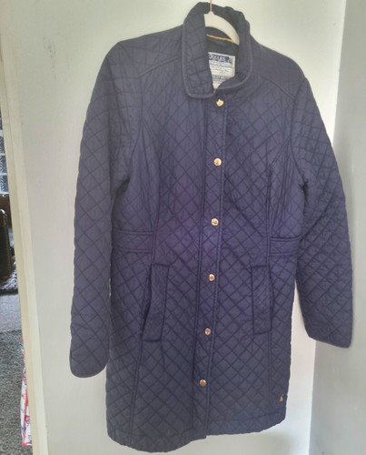Joules navy quilted long coat - joules,