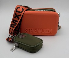 Steve Madden Women's Sacha Crossbody Bag With Coin Purse Orange/Olive Brand New