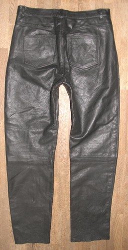 Akaso mens leather jeans - leather, black