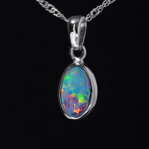 Australian black opal doublet - black,
