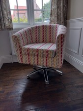 Statement Swivel Tub Chair, Upholstered Armchair, Individual Design, Chrome Legs