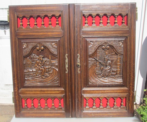 Antique carved wooden panels - antique,