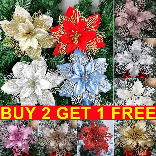 10pcs christmas poinsettia - christmas,