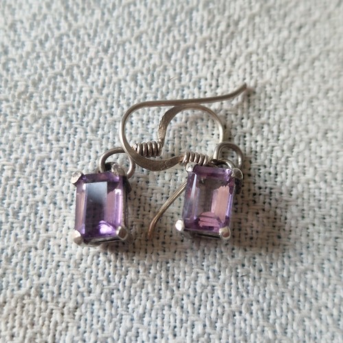 Silver faceted amethyst - silver,