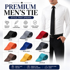 Mens Slim Tie Plain Solid