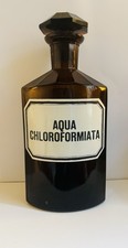 Apothecary Chemist Bottle Chloroform Rare Vintage Crystal Glass Poison Pharmacy