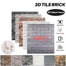 10-40PCS Self Adhesive 3D Tile Foam Stick On Wall Paper Brick Wall Sticky Panels