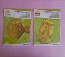 2 Kars Metal Stencils Fish & Owl Parchment Cardmaking Craft Used