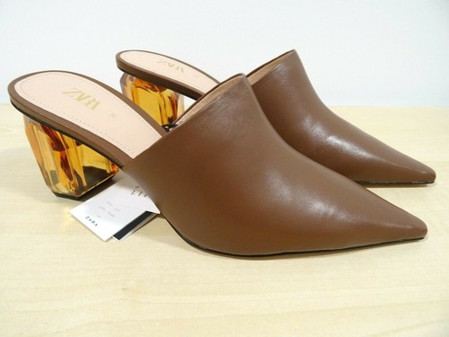 Zara brown leather geometric - zara,