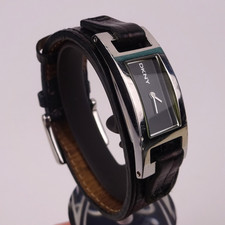 DKNY Watch NY3350 Ladies Black Dial Leather Strap Stainless Steel