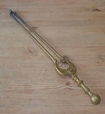 Vintage 26 inch brass fire tongs part of fireside companion set