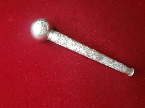 Chinese silver carved cane - silver,